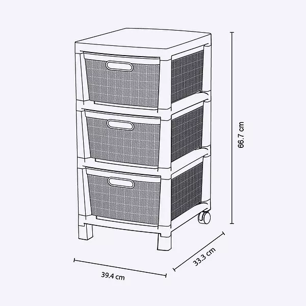Cajonero Rimax Fique 3 Gavetas Mocca
