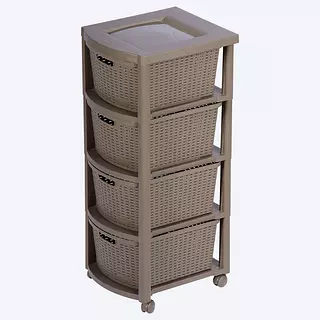 Cajonero Rimax Apariencia Rattan 4 Gavetas Altas Taupe