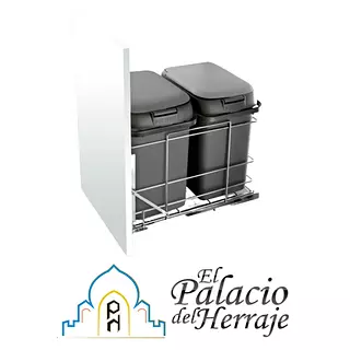 Basurera Doble Extraible Dos Cubos Grises 36cm 22