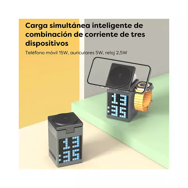 Cargador Inalámbrico Magnético 3 En 1 Con Altavoz Bluetooth