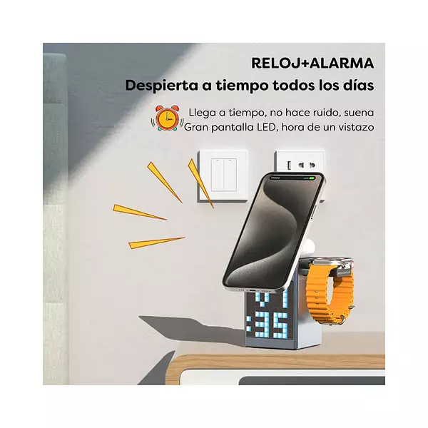Cargador Inalámbrico Magnético 3 En 1 Con Altavoz Bluetooth