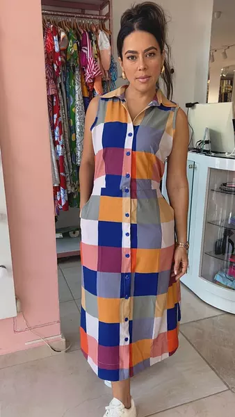 Vestido Largo Estampado Cuadros – Chic Atemporal