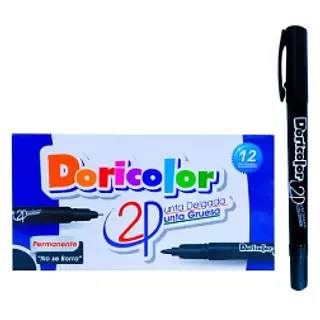 Marcador Doble Punta Negro Doricolor