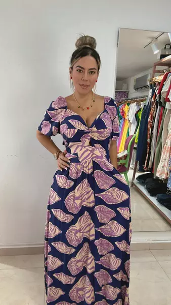 Vestido Largo Azul‑Violeta – Estilo Sofisticado Y Vibrante