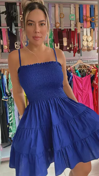 Vestido Corto Azul – Estilo Dulce Y Versátil