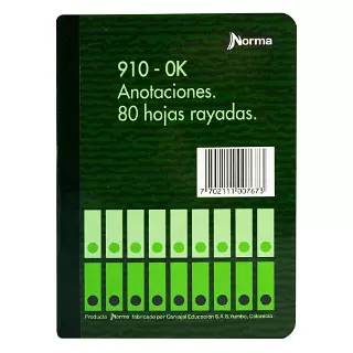 Libreta Anotaciones 910-Ok 1/4 Rayas Norma