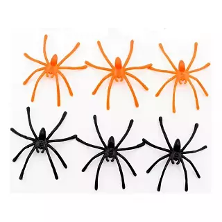 ARAÑA PLASTICA PEQUEÑA NEGRA/NARANJA X12