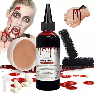 Colmillos Halloween + Sangre Artifical