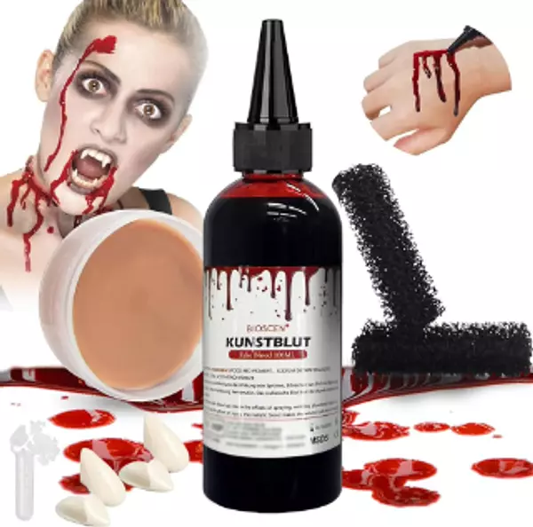 Colmillos Halloween + Sangre Artifical