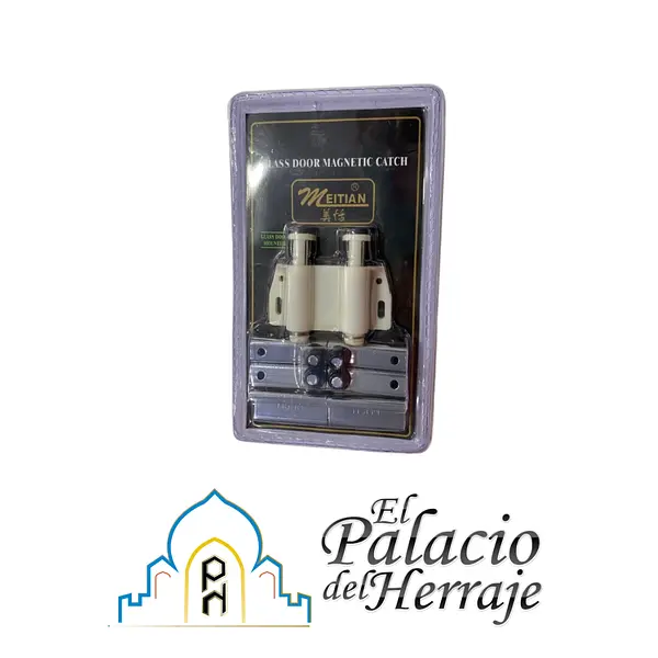 Bisagra Vidrio Doble Acero Con Iman Y Pulsador - F
