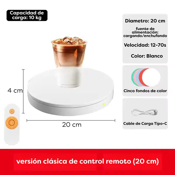 Base Giratoria 360 Con Control De 20 Centimetros