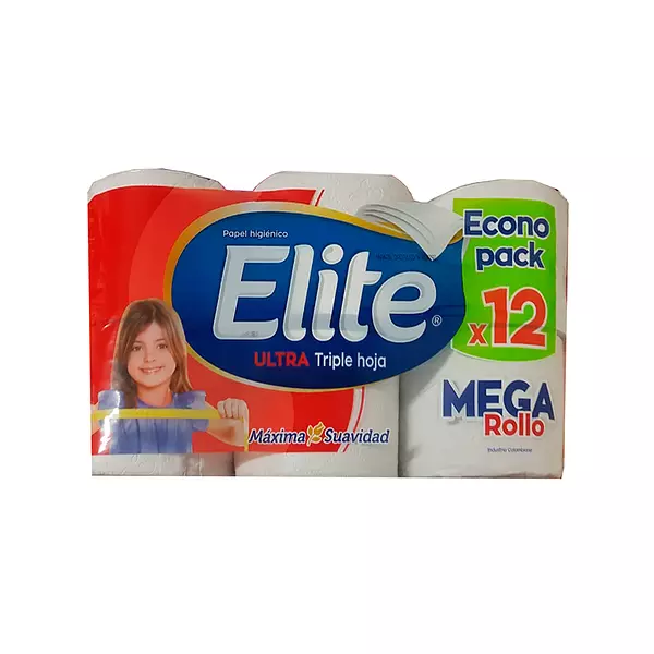 Papel Higiénico Elite Ultra Triple Hoja Mega Rollo x 12