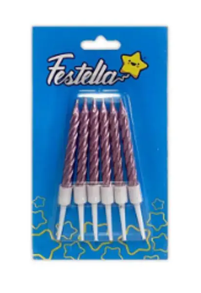 Vela Palo Rosa X6 En Blister