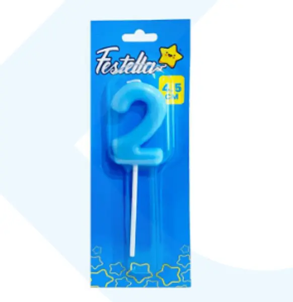 Vela 4.5cm Azul Numero 2