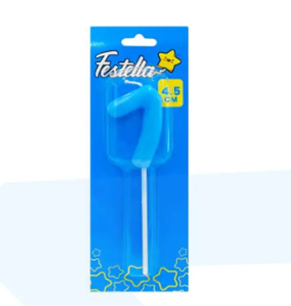 Vela 4.5cm Azul Numero 7
