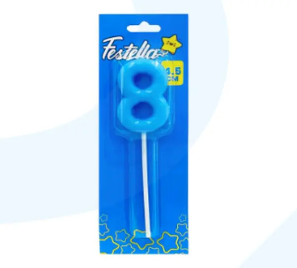Vela 4.5cm Azul Numero 8