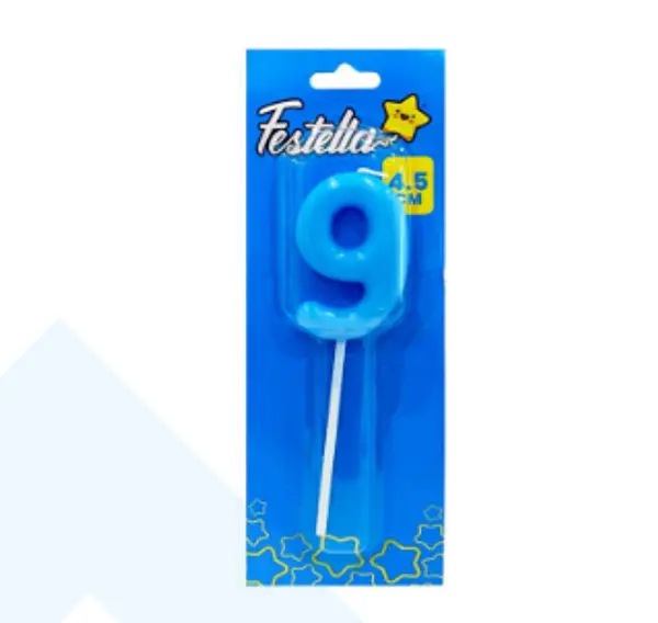 Vela 4.5cm Azul Numero 9