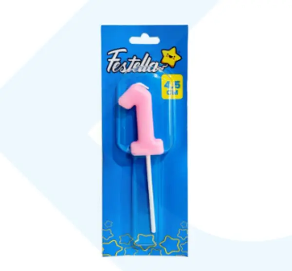 Vela 4.5cm Rosado Numero 1