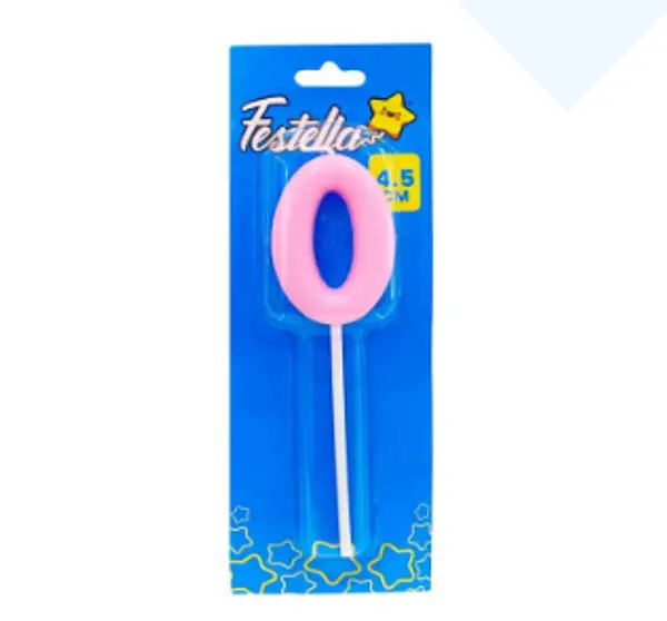 Vela 4.5cm Rosado Numero 0