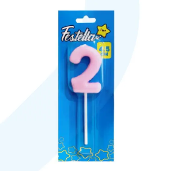 Vela 4.5cm Rosado Numero 2