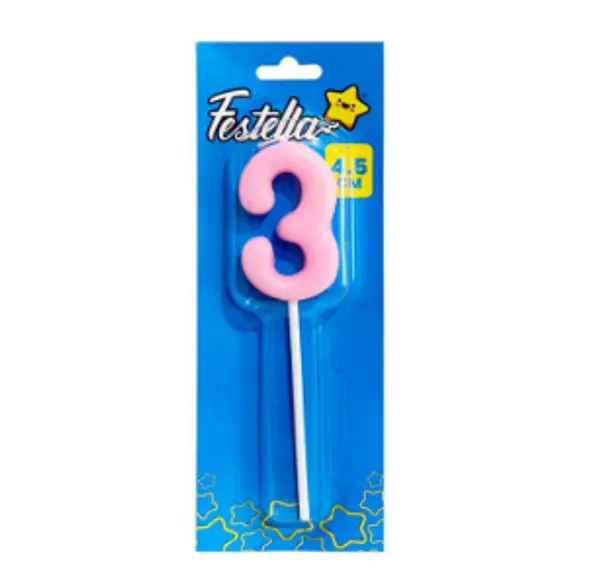 Vela 4.5cm Rosado Numero 3