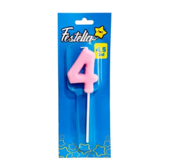 Vela 4.5cm Rosado Numero 4