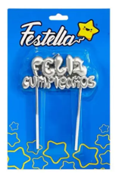 Vela Feliz Cumpleaños Plateado