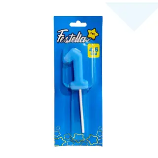 Vela 4.5cm Azul Numero 1