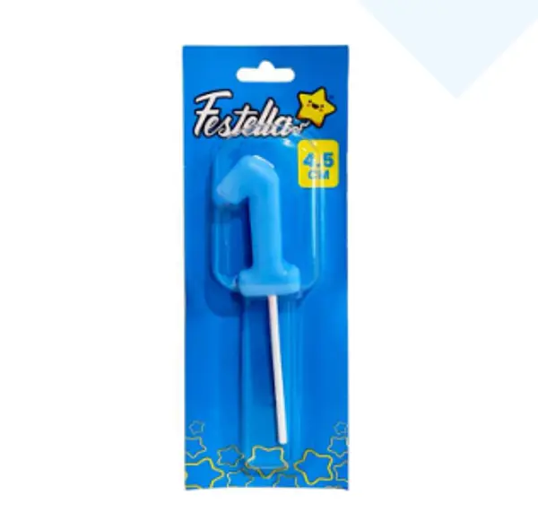 Vela 4.5cm Azul Numero 1