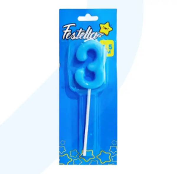 Vela 4.5cm Azul Numero 3