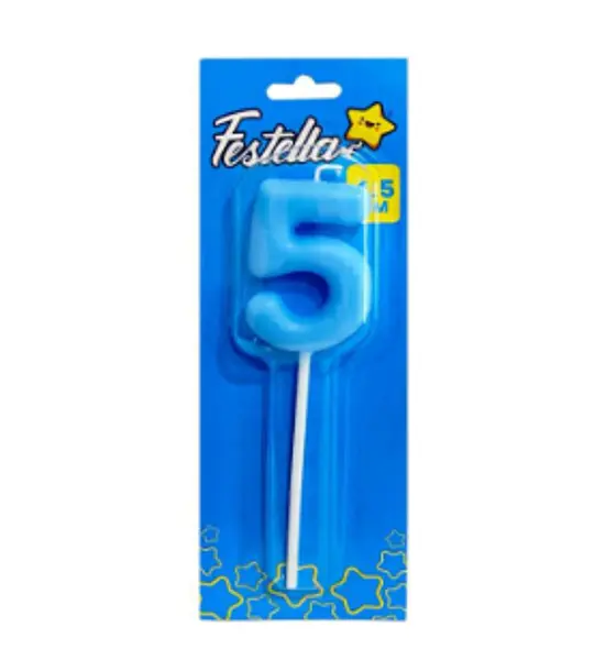 Vela 4.5cm Azul Numero 5