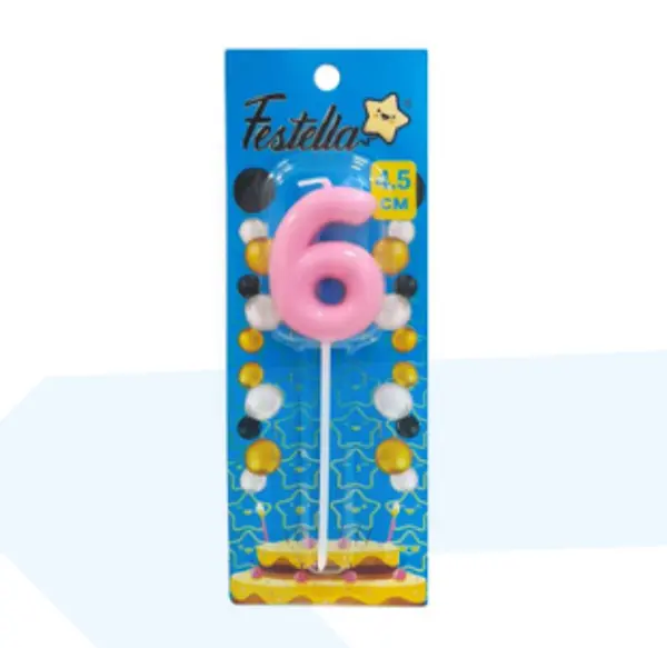 Vela 4.5cm Rosado Numero 6