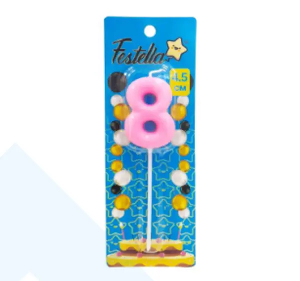 Vela 4.5cm Rosado Numero 8