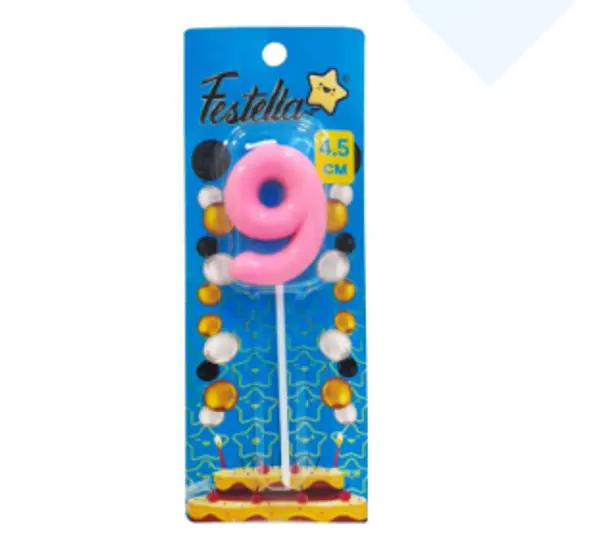 Vela 4.5cm Rosado Numero 9