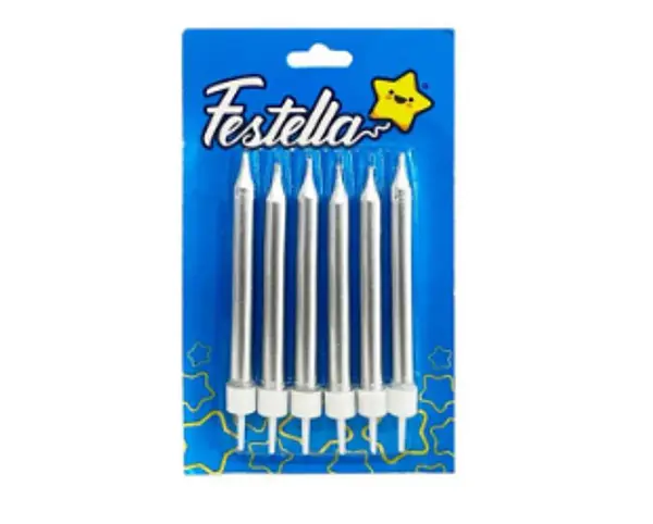 Vela Plateada Corta X6