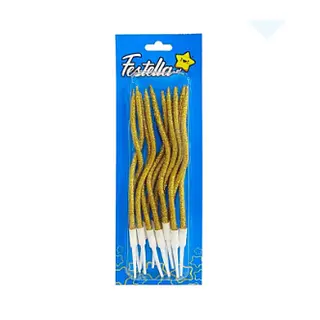 Vela Escarchada Dorada X12