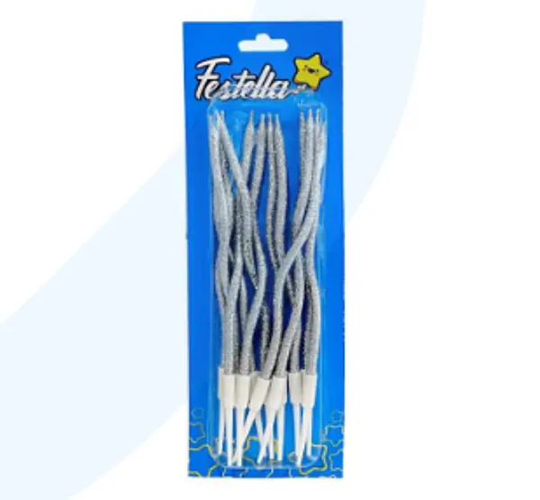 Vela Escarchada Plateada X12