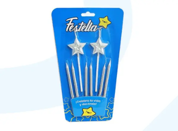 Velas Decorativas Plateadas X8