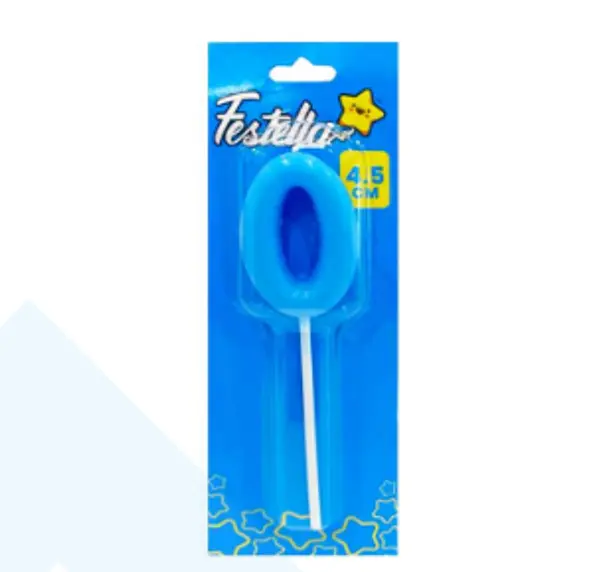 Vela 4.5cm Numero 0 Azul