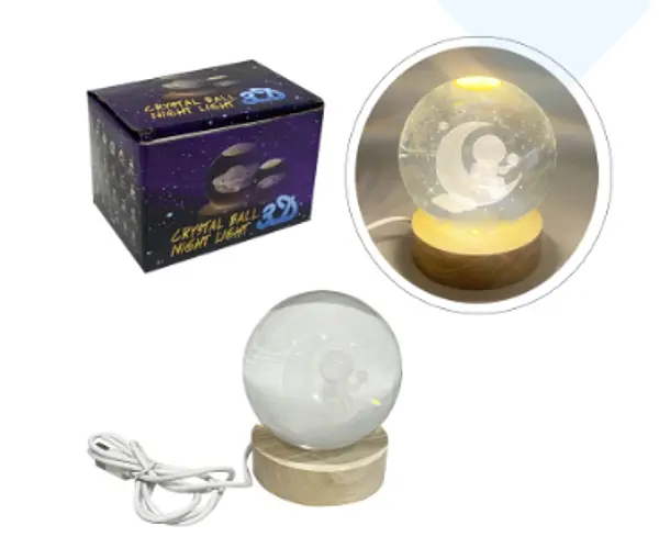 Esfera De Cristal Con Luz Calida 3d