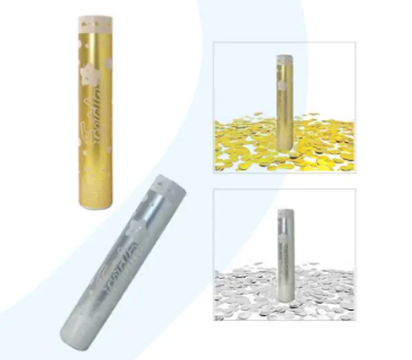 Lanza Confeti Metalizado Dorado Y Plateado