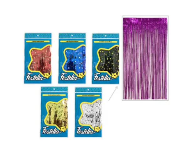 Cortina De Fiesta Estampada Estrella Surtida 2mx1m