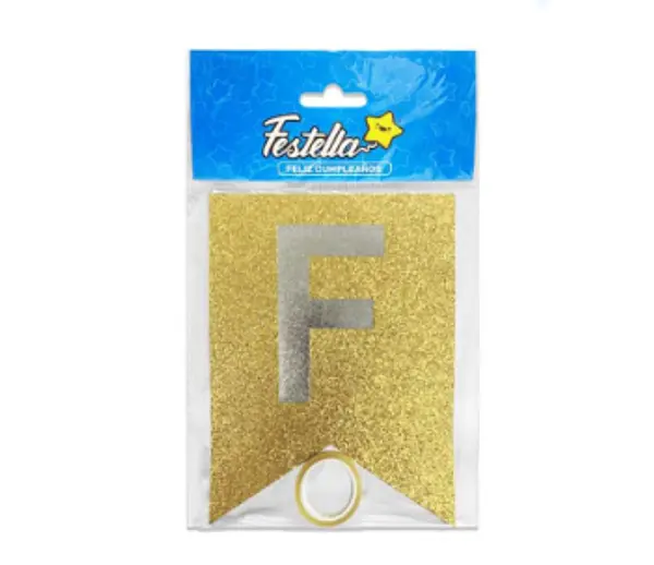 Banderin Feliz Cumpleaños Escarchado Dorado