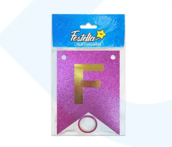 Banderin Feliz Cumpleaños Escarchado Fucsia