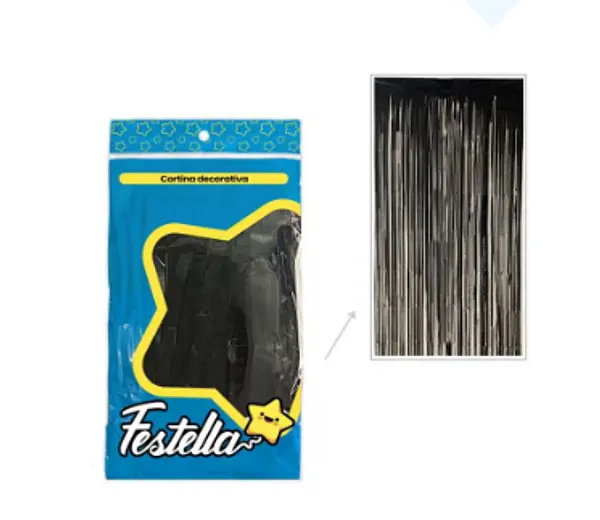 Cortina De Fiesta Lisa Negra