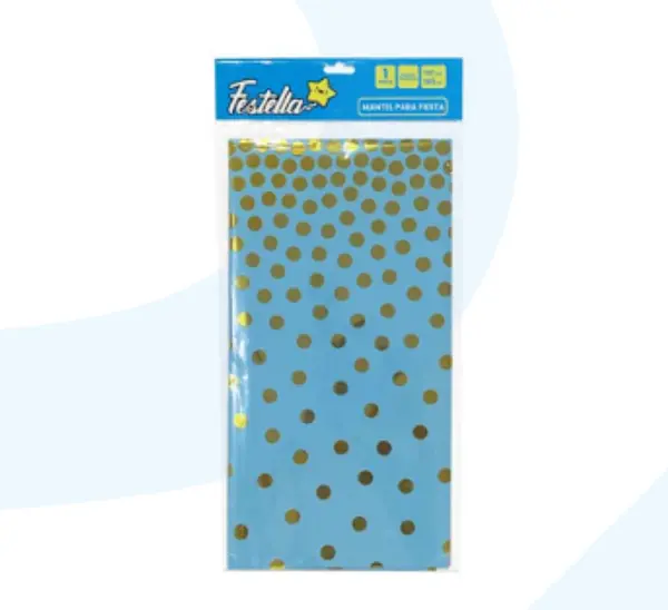 Mantel De Fiesta Chispiado Azul Claro