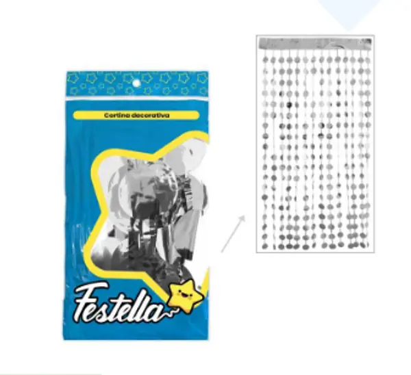 Cortina De Fiesta Bolas Plateada