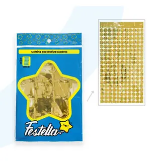 Cortinas De Fiesta Espejos Cuadrados Dorados