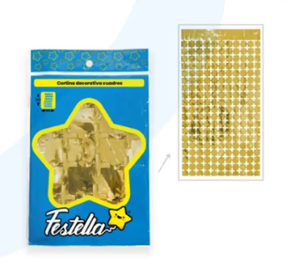 Cortinas De Fiesta Espejos Cuadrados Dorados