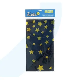 Mantel De Fiesta Estrelllas Negro